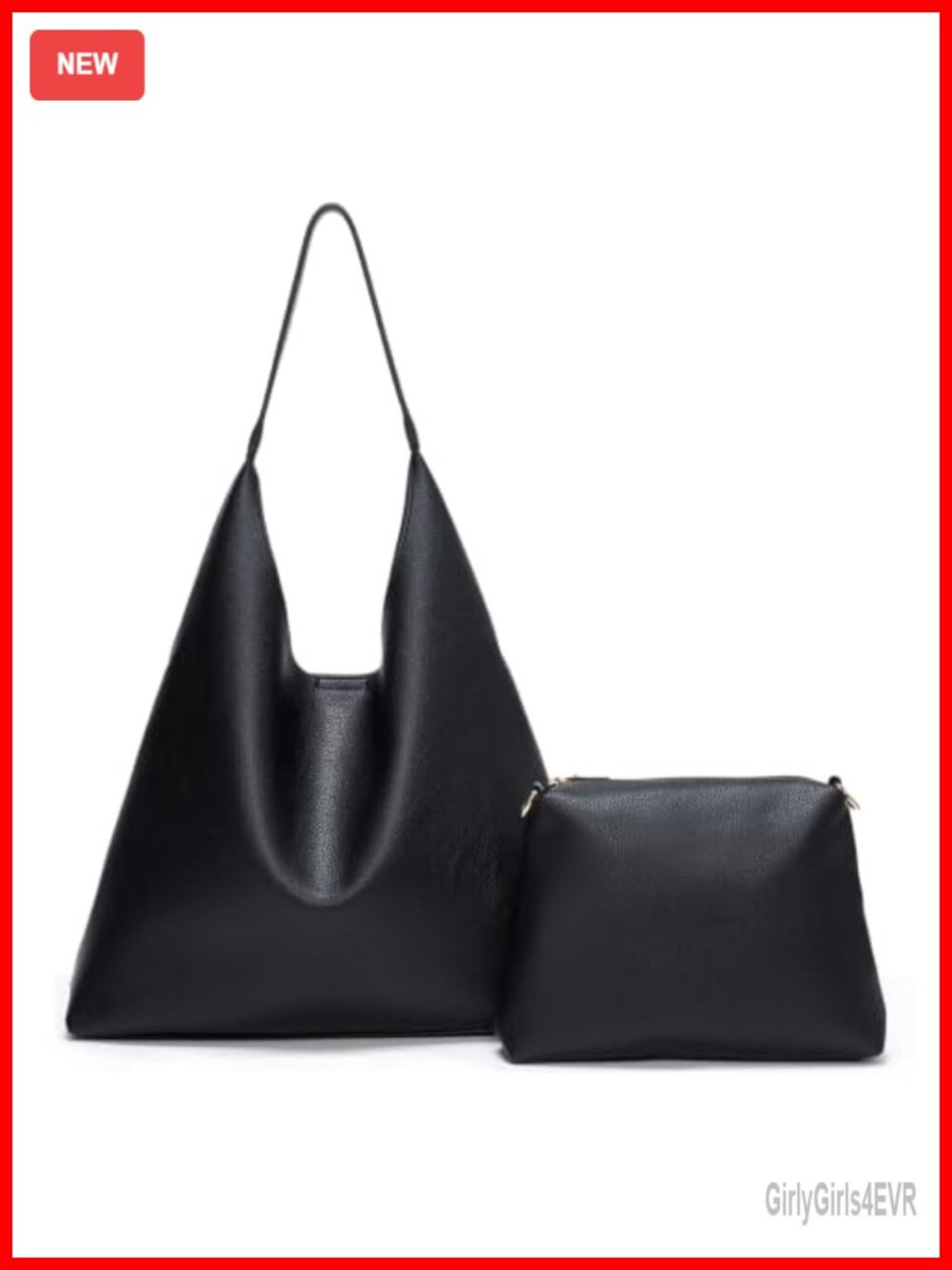 Hobo Bags for Women 2 Pc Set Vegan Leather Slouchy Tote with Pouch
